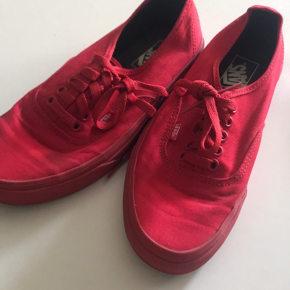 BARELY USED ALL RED LOW TOP VANS
